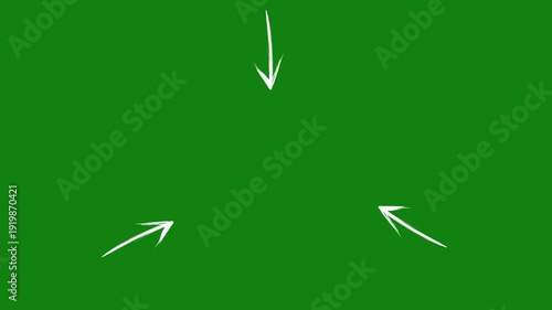 Hand drawn sketch arrows pointing inward on green chroma key background with subtle wiggle animation, perfect focus indicator overlay for video editing, callout and highlight effects.
