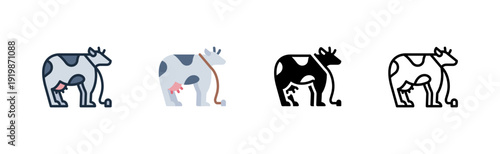 Cow Qurban Ritual Livestock Farming Outline Glyph Flat Filled Line