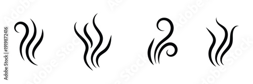 Smoke, steam, smog, smell symbols. Smoke vector icons. Fire steam or Line smoke doodle hand drawn set. smell waves from food or coffee and beverages sketch style. steam icon. Smell icons. 