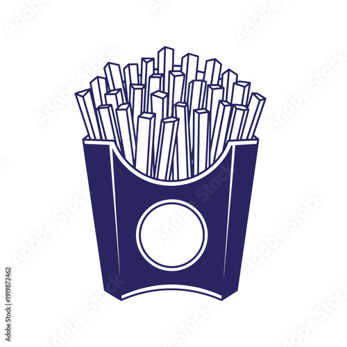 French fries in a container for eating  tasty snack food