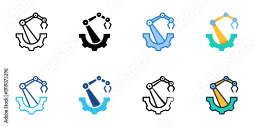 Robotic Process Automation icons set multiple style collection. Editable stroke 
