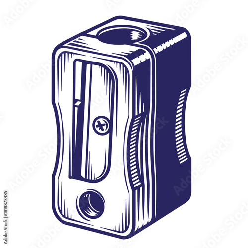 Vintage pencil sharpener with screw and hole for shavings  old fashioned school supply