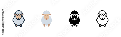 Sheep Eid Adha Ritual Livestock Farming Outline Glyph Flat Filled Line