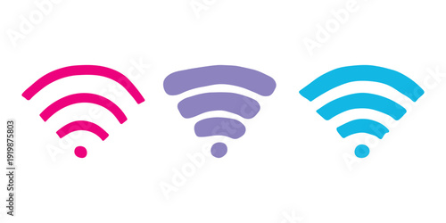 Set of hand drawn free wifi spot zone sign Public wi-fi area sign Wireless internet clipart in doodle style Single element for print, web, design, decor 3G, 4G, 5G, 6G, IoT