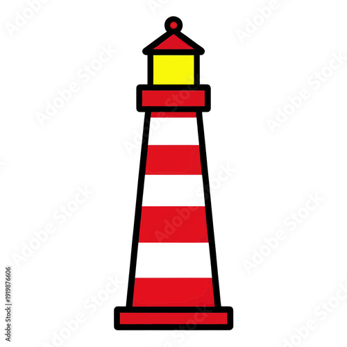 Lighthouse Icon With Red And Yellow Stripes