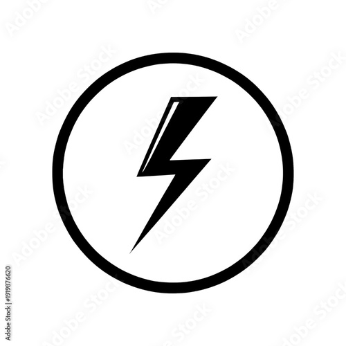 Lightning Bolt Icon Enclosed In Circle Outline