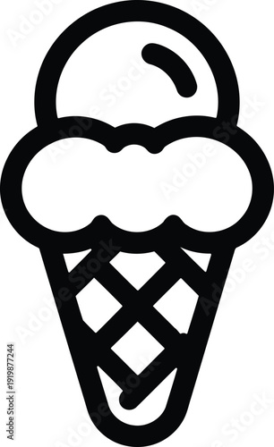 Sweet ice cream cone with two scoops of gelato delicious summer dessert and dairy snack icon