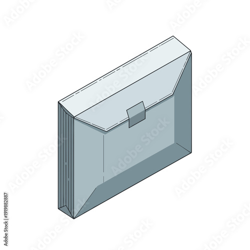 Isolated white mailer bag illustration with flap and tab closure, depicted on a clean white background, showcasing a modern, minimalist design