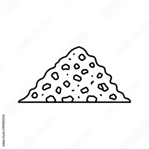 Illustration of a tea granule pile isolated on a white background, featuring a simple line art style with textured details and minimalistic design
