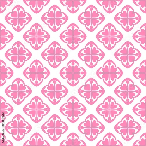 seamless pattern with hearts, Pink Floral Geometric Seamless Pattern