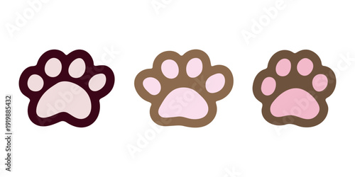 Set of hand drawn cute cat's paw Cat, dog, animal, pet, puppy, bear, wolf, tiger paw clipart in doodle style For print, web, design, decor, greeting cards, children's prints