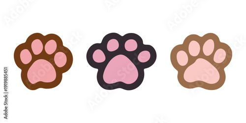 Set of hand drawn cute cat's paw Cat, dog, animal, pet, puppy, bear, wolf, tiger paw clipart in doodle style For print, web, design, decor, greeting cards, children's prints