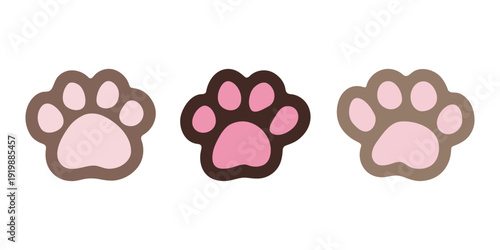 Set of hand drawn cute cat's paw Cat, dog, animal, pet, puppy, bear, wolf, tiger paw clipart in doodle style For print, web, design, decor, greeting cards, children's prints