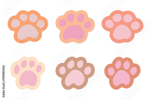 Set of hand drawn cute cat's paw Cat, dog, animal, pet, puppy, bear, wolf, tiger paw clipart in doodle style For print, web, design, decor, greeting cards, children's prints