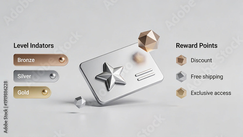 Customer Loyalty Program Concept with Reward Points and Membership System 3D Render Illustration