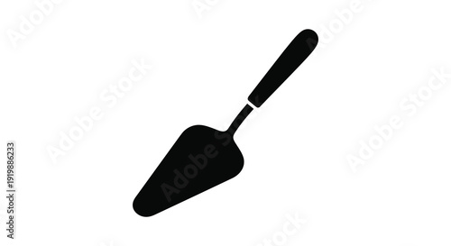 A minimalist black silhouette depicts a spatula a common kitchen utensil used for spreading and lifting high quality