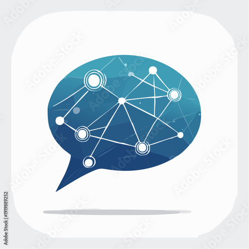 Abstract network connections within a speech bubble, symbolizing communication and interconnectedness of ideas