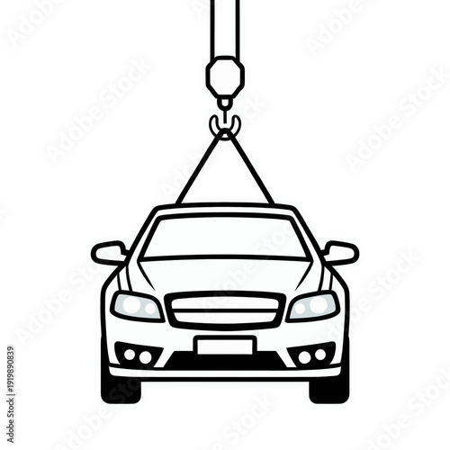 Car Being Lifted By Crane Icon