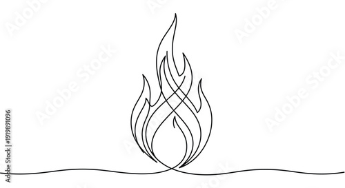 Abstract Fire Flame Continuous Line Drawing Symbol of Energy