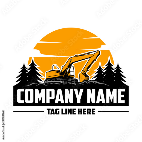 Excavator Vector Logo, vector illustration