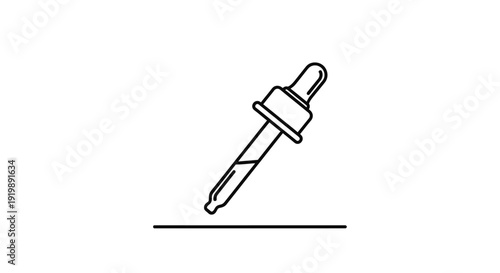 Medical or cosmetic liquid dropper tool in minimalist one-line drawing style