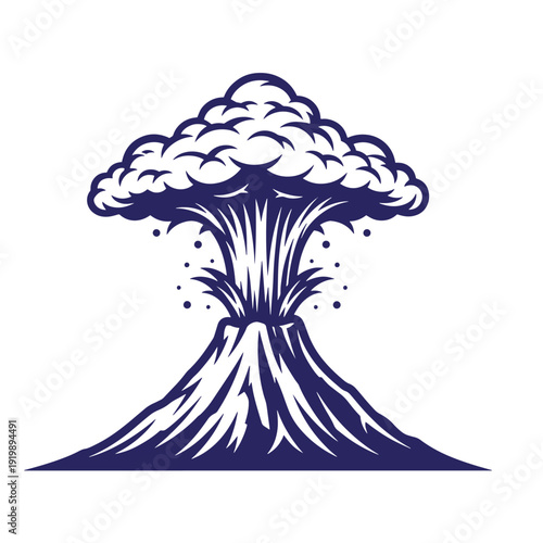 illustration of a volcanic eruption with smoke and ash  natural disaster concept