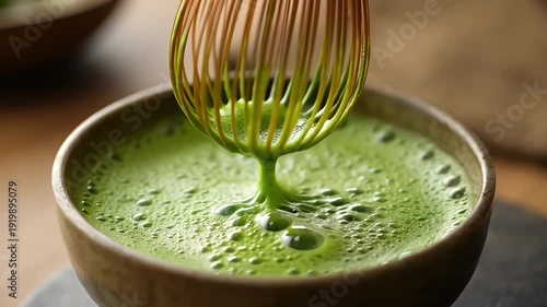 Wallpaper Mural Traditional japanese matcha green tea whisking in ceramic bowl Torontodigital.ca