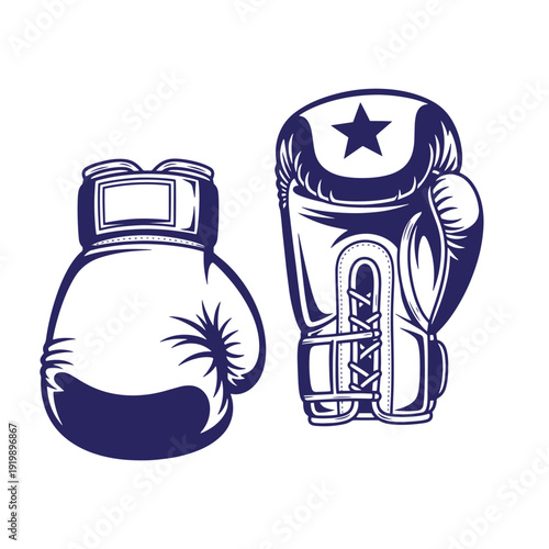 navy blue boxing gloves pair for training and competition  sports and fitness equipment