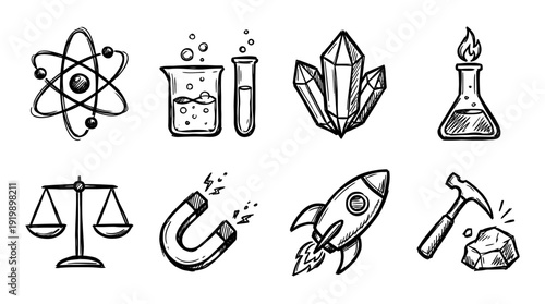 periodic table, bold style black Hand drawn set collection , white background , vector isolate