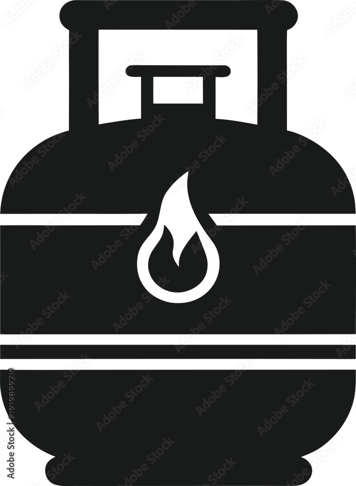 Obraz premium Black and white of a gas cylinder with a flame symbol in the middle outline