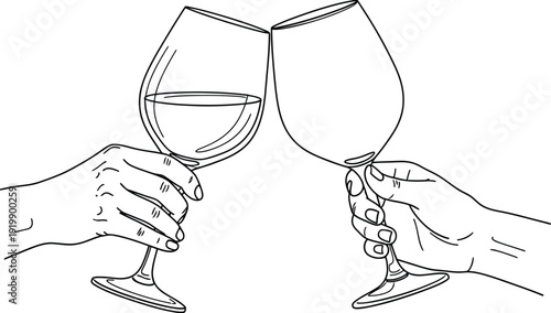 Two people clinking wine glasses in a toast celebration
