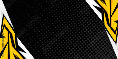 Abstract yellow and colorful sharp Background with Halftone Effect. Banner, Poster, or Sports Background for competition, football, world, championship. Scratch and Texture Elements For Design