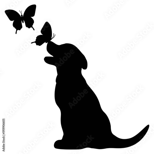 Puppy With Butterflies | Cute Dog And Butterflies | Vector Animals