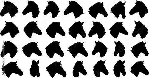 Zebra silhouettes collection black and white animal graphics