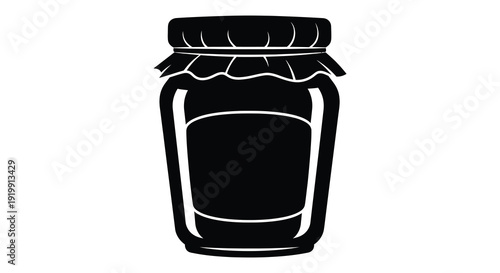 A stark black and white illustration depicts a simple mason jar silhouette showcasing its classic shape and design high quality