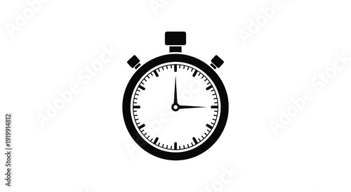 A simple black and white illustration depicts a stopwatch symbolizing time speed and measurement high quality professional detailed