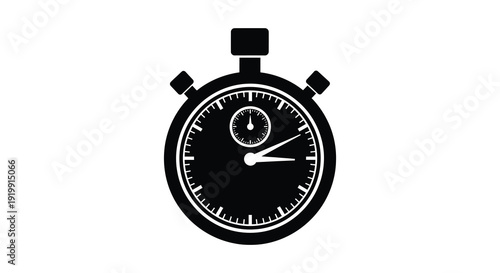 A simple black and white illustration depicts a classic stopwatch symbolizing time speed and measurement high quality professional