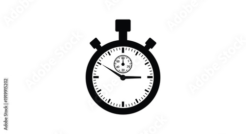 A stark black and white illustration depicts a classic stopwatch emphasizing time speed and measurement high quality professional detailed modern