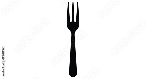 A minimalist depiction of a standard black fork isolated on a plain white background high quality professional detailed