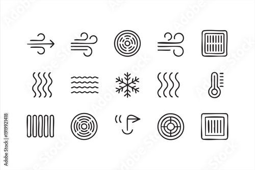 Airflow Temperature and HVAC Symbols Vector Icon Pack for Technology Projects