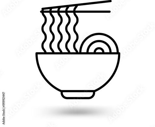 Steaming hot bowl of ramen noodles being lifted with chopsticks, viewed from directly above