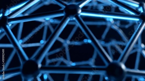 Blue Geometric Structure with Interconnected Nodes.