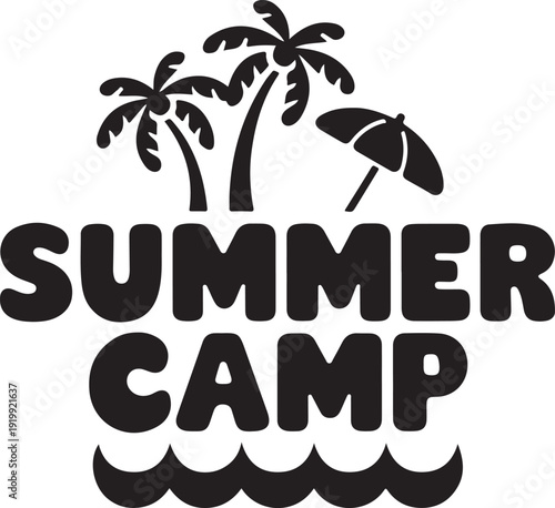 Summer camp tropical beach vector design
