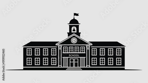 High school building with a dome and pillars.