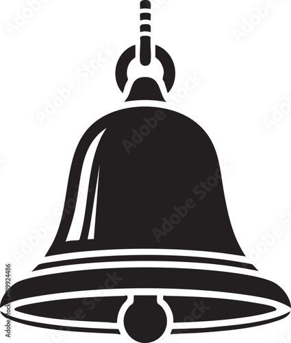 Simple black silhouette of a hanging bell with clapper