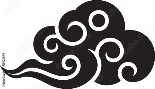 Traditional Asian cloud motif with swirling patterns