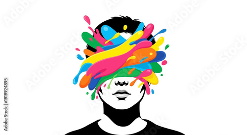 Vibrant colors explode from creative mind in stunning illustration