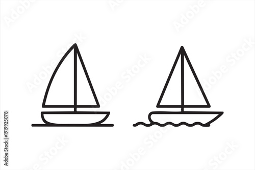 Yacht Sailing Line Icons for Ocean Adventure and Holiday Design