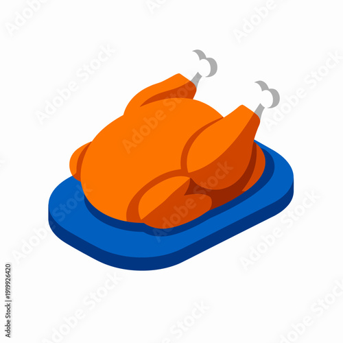 Pavo asado en plato azul