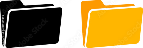 Modern file folder icons in black and orange for business organization